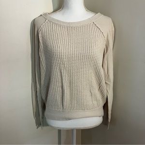 5/$20 MUDD cream/tan 100% cotton knit sweater L